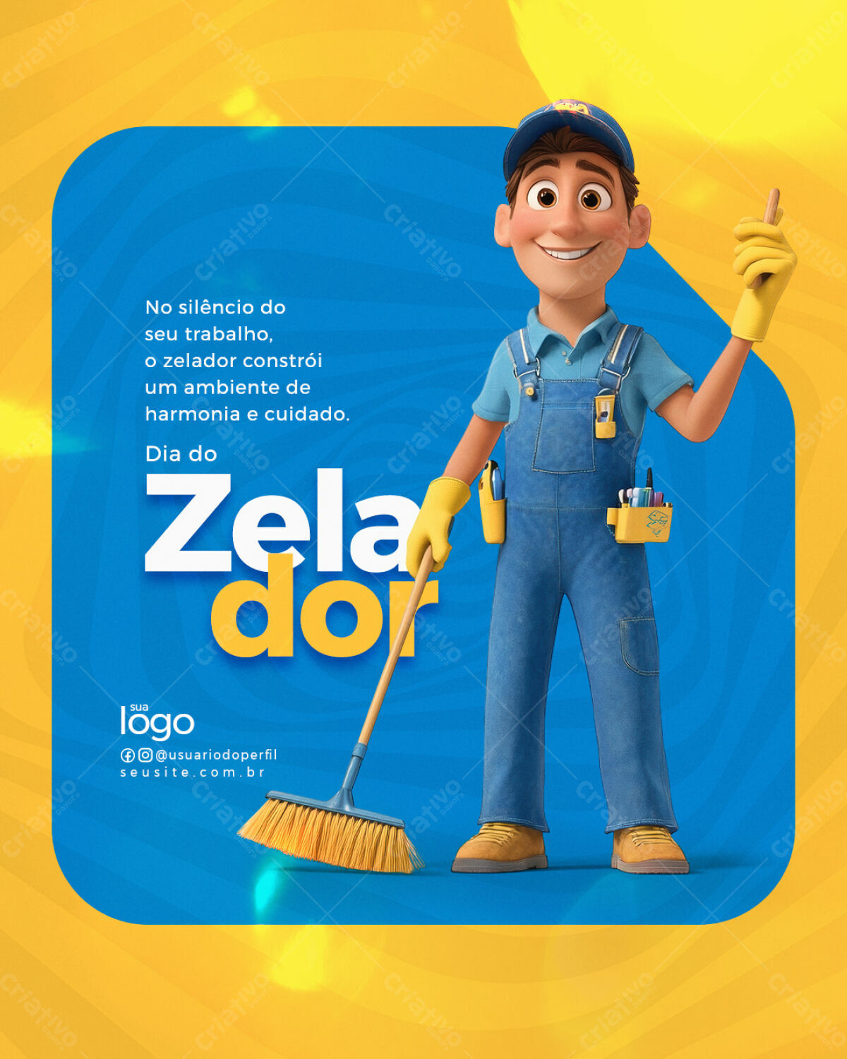 Post Dia do Zelador PSD Editável