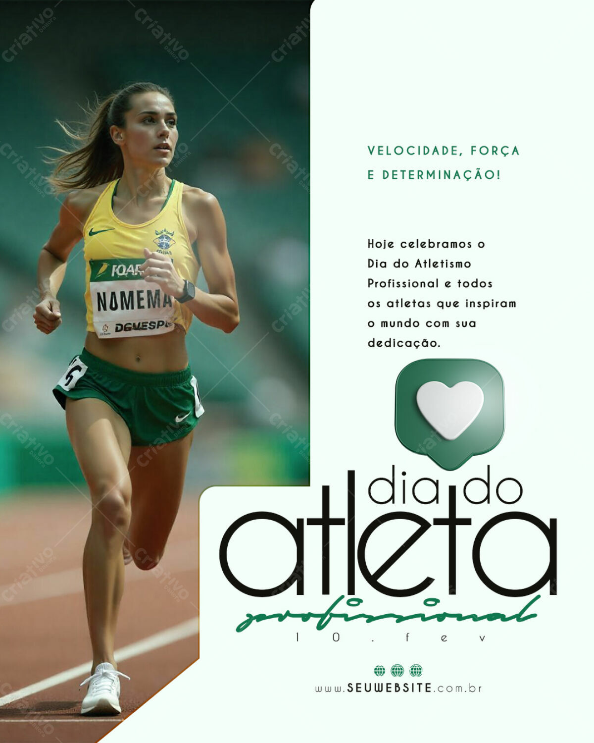 Flyer Dia do Atleta Profissional 10 de fevereiro PSD Editável