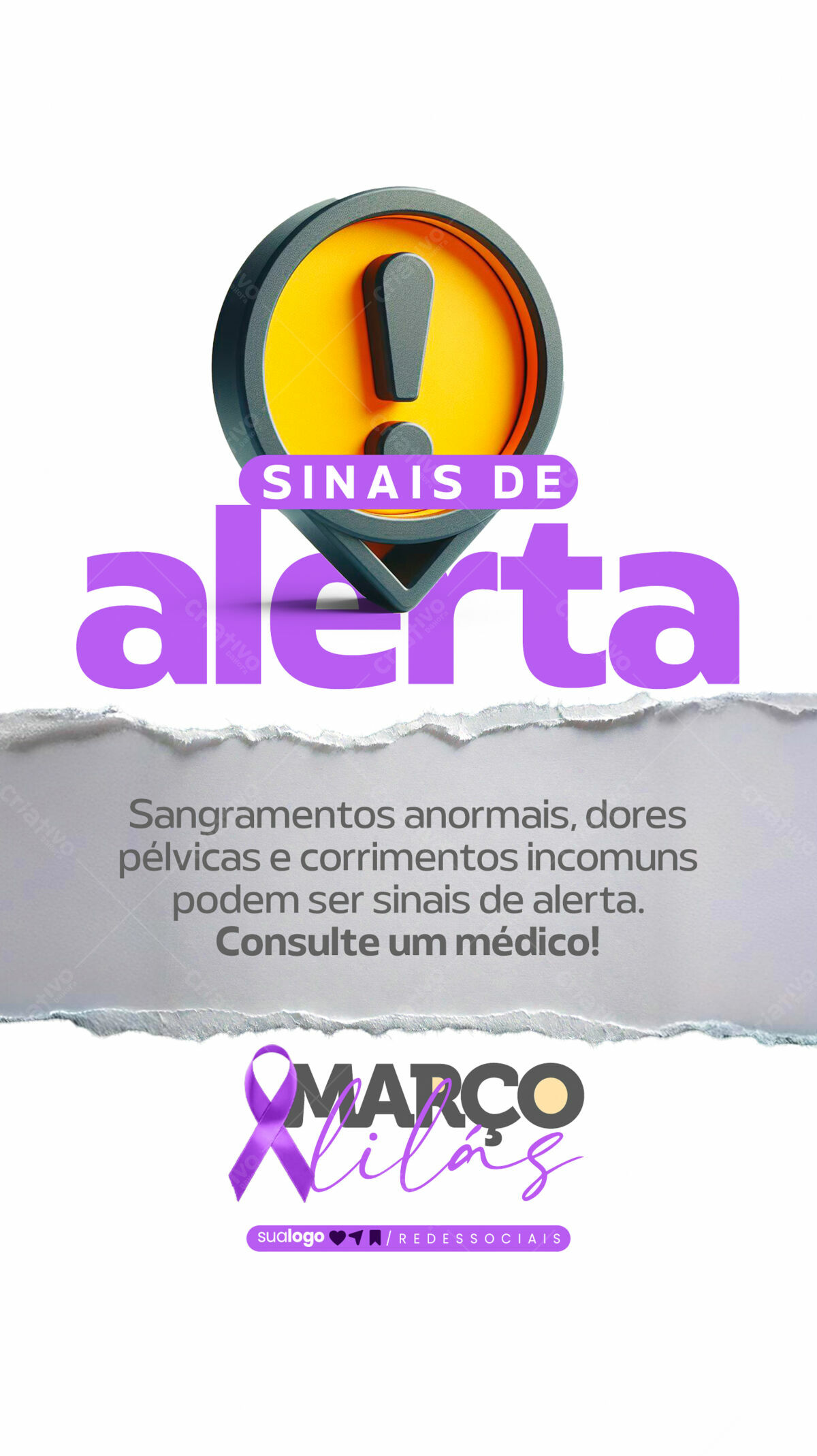 Flyer Março Lilás PSD Editável