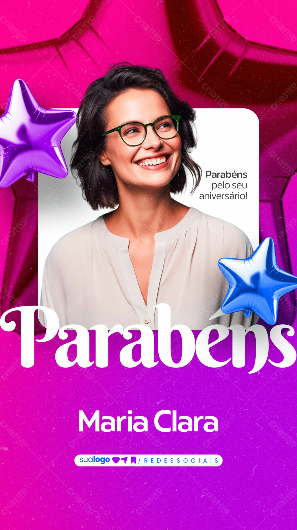 Post para Aniversário com Balões PSD Editável
