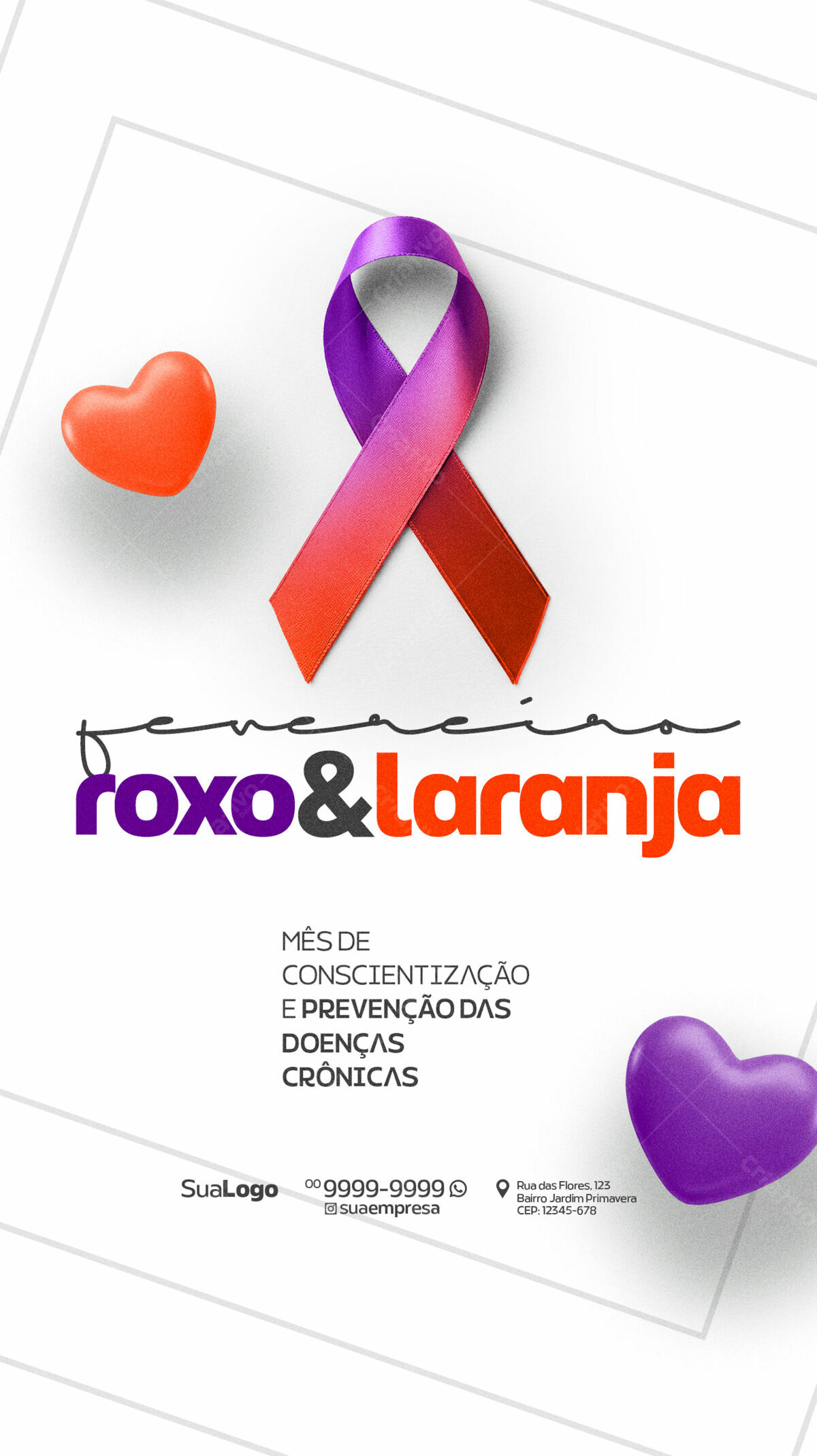 Flyer Mês de Conscientização e Prevenção de Doenças Crônicas PSD Editável