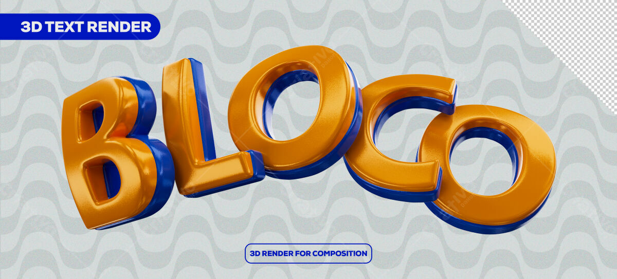 Texto 3D para Bloco de Carnaval PSD Editável