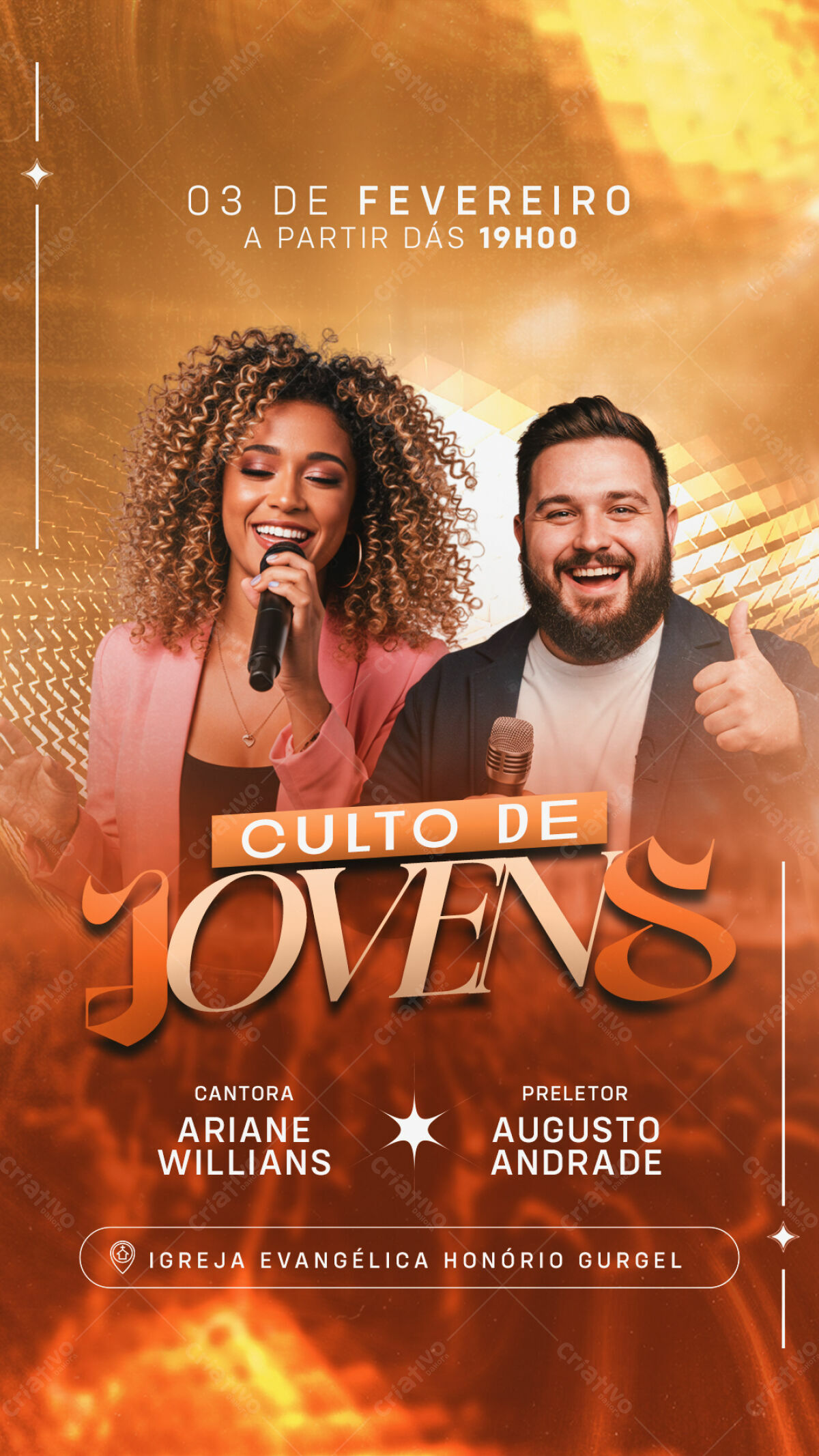 Flyer para Culto de Jovens PSD Editável