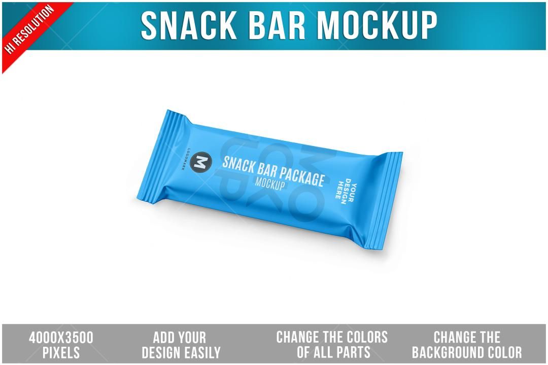 Mockup de Embalagem para Barra de Cereal Azul