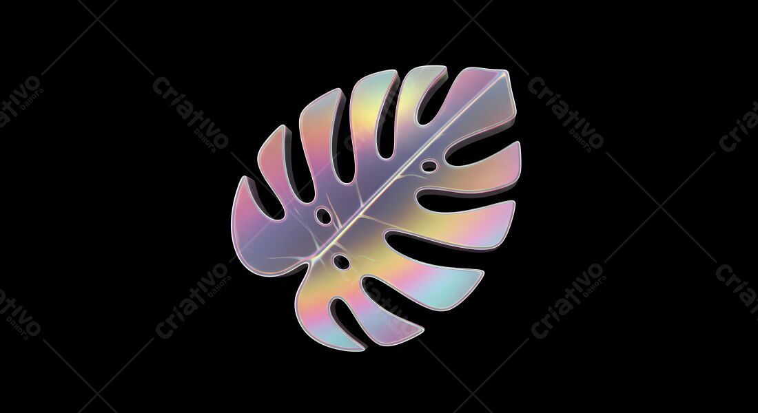 Folha Monstera com efeito holográfico