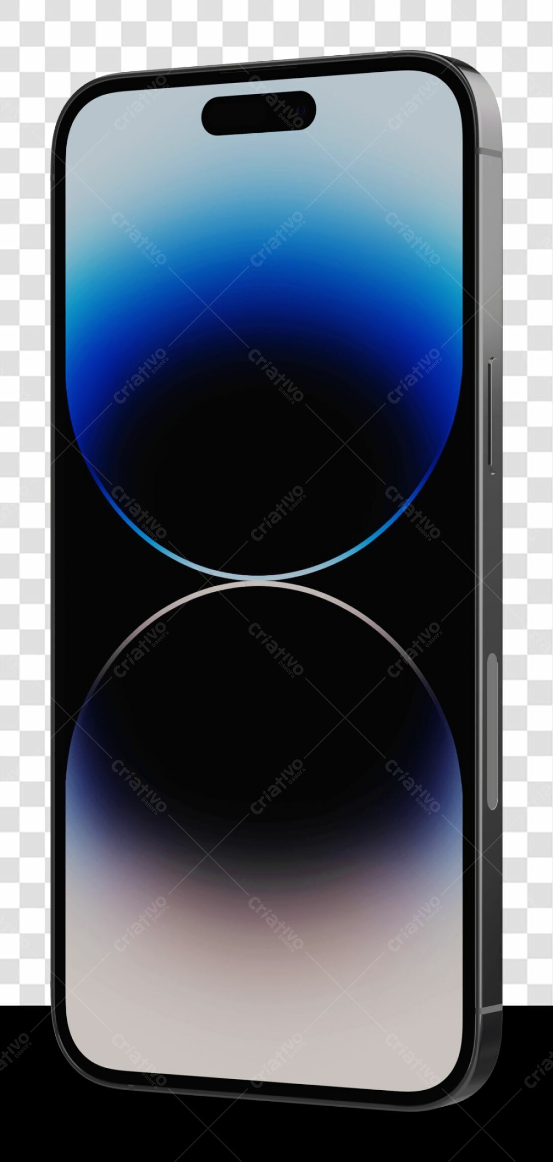 Mockup Smartphone Tela Azul PNG com fundo transparente