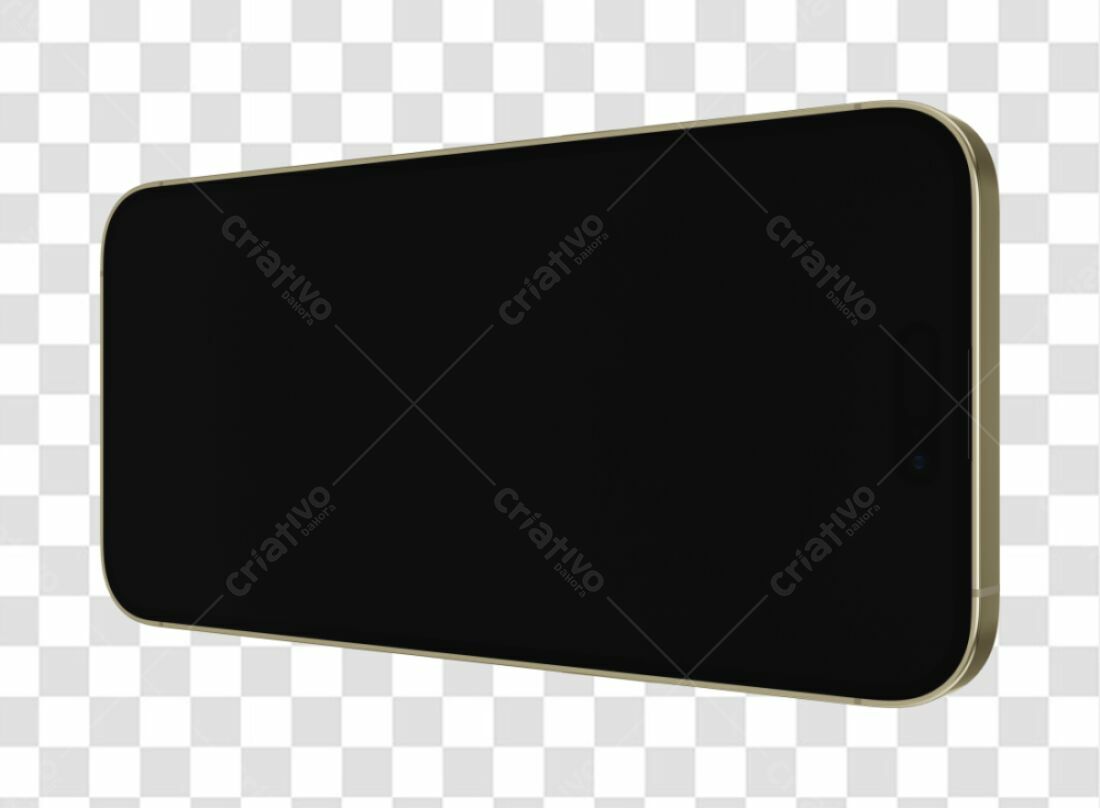 Mockup Celular Preto e Dourado PNG com fundo transparente