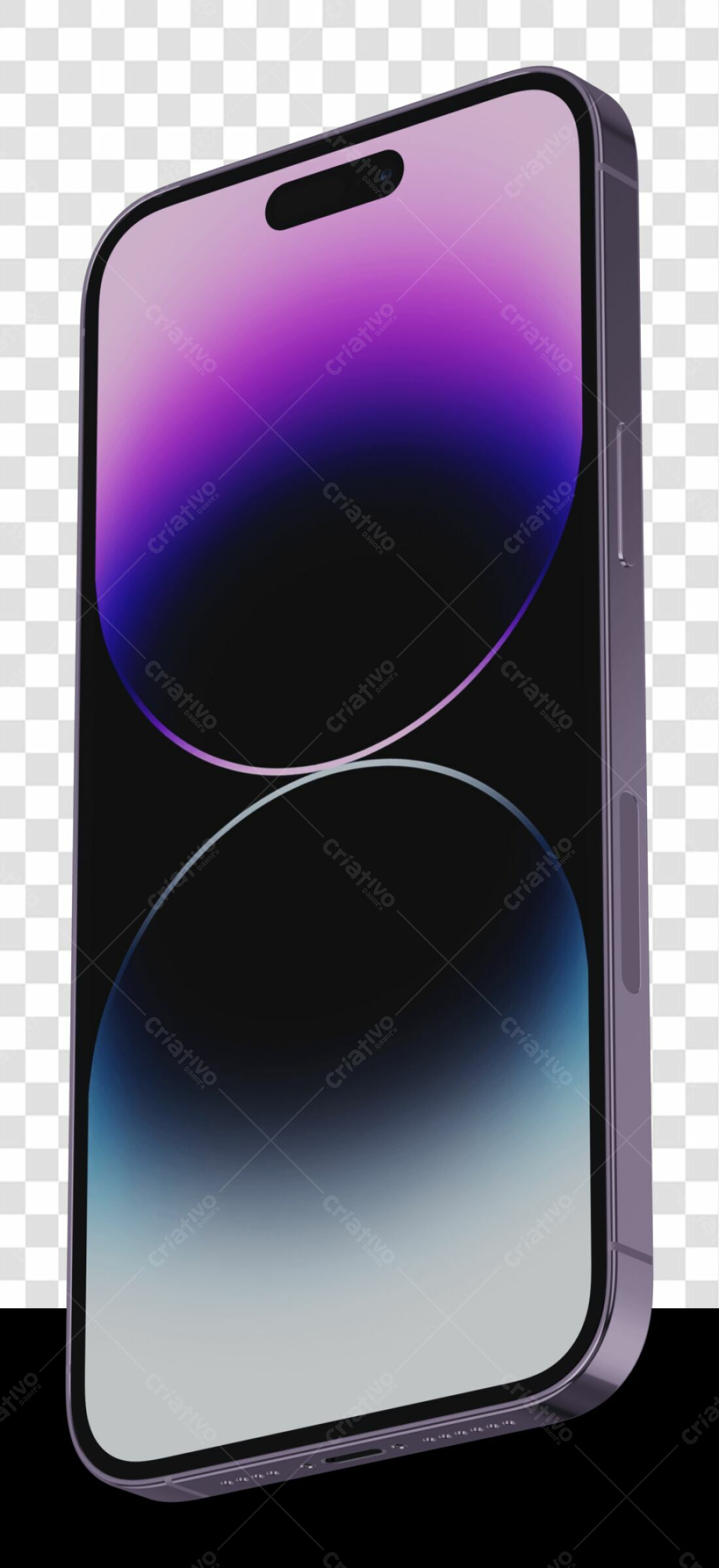 Mockup Smartphone Tela Roxa PNG com fundo transparente