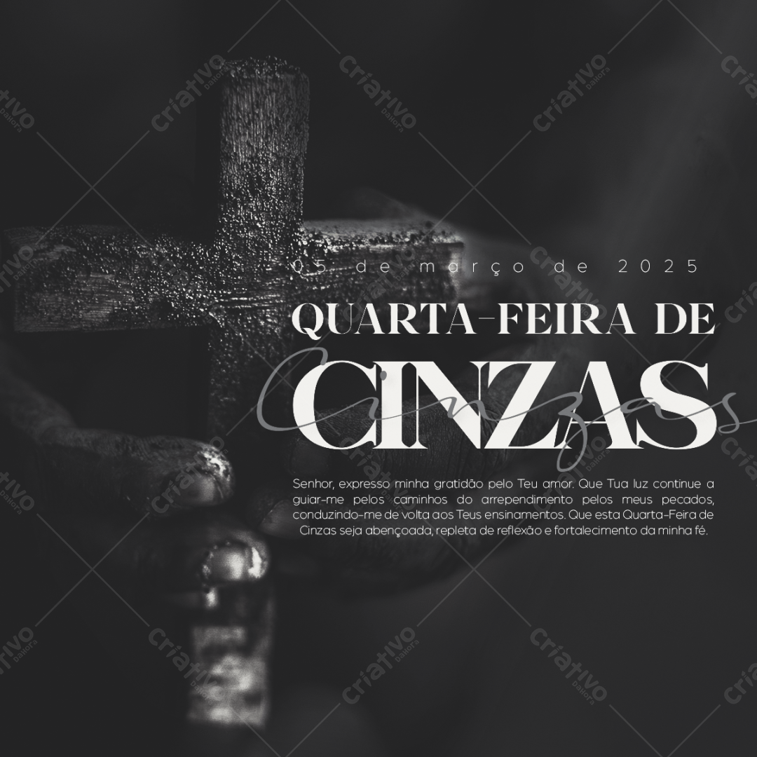 Post para Quarta-Feira de Cinzas PSD Editável