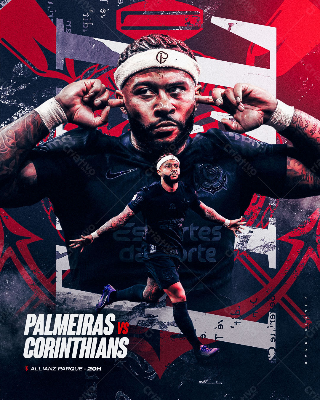Post Instagram Palmeiras x Corinthians Editável no Canva
