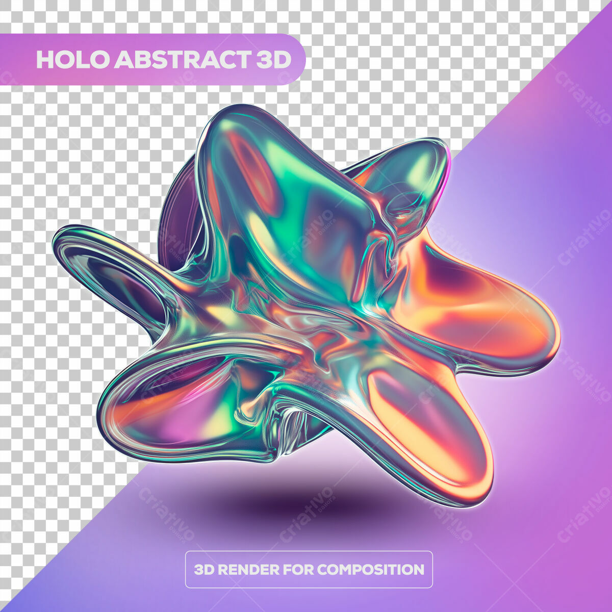 PSD Abstrato Holográfico 3D para Design Moderno PSD Editável