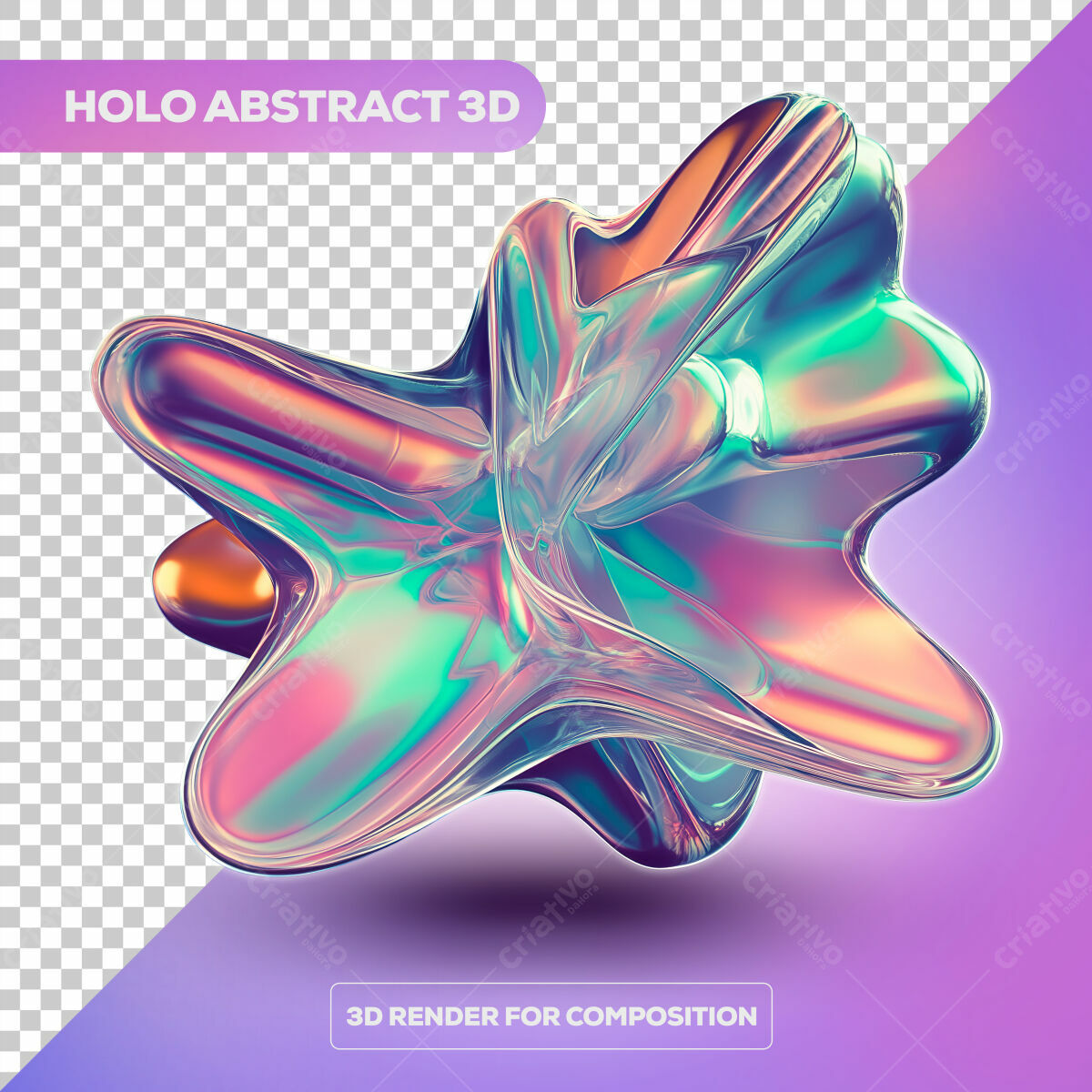 Elementos 3D Holográficos Abstrato PSD Editável