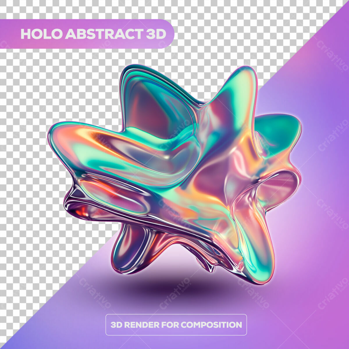 PSD Abstrato Holográfico 3D Editável