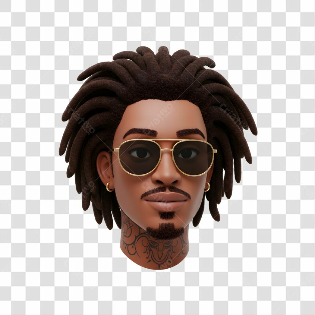 Avatar PNG com fundo transparente Homem Negro Dreadlocks