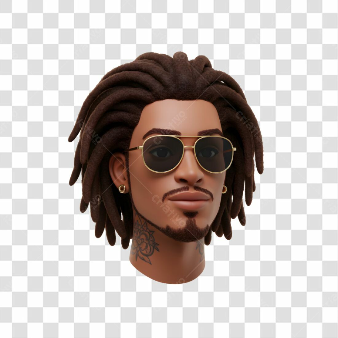Avatar PNG com fundo transparente Homem Negro Dreadlocks