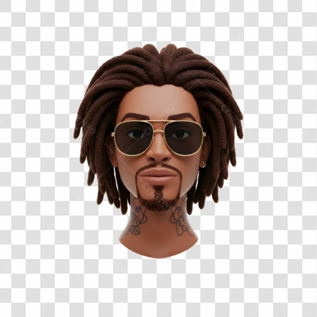 Avatar PNG com fundo transparente Homem com dreads