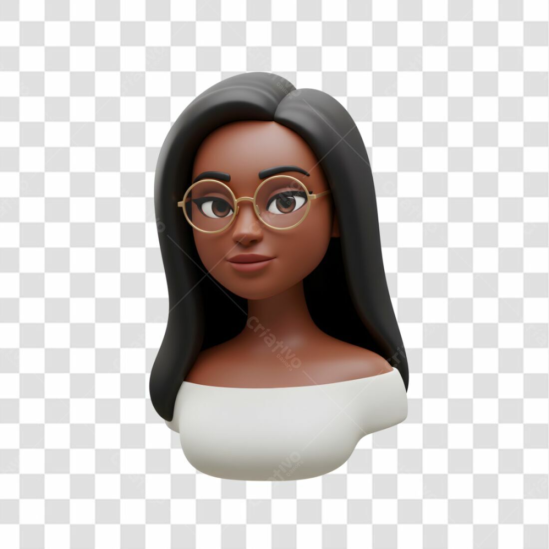 Avatar PNG com fundo transparente Mulher negra óculos