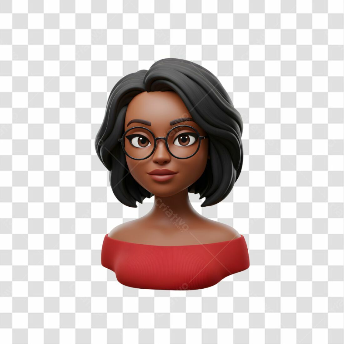 Avatar PNG com fundo transparente Mulher negra com óculos