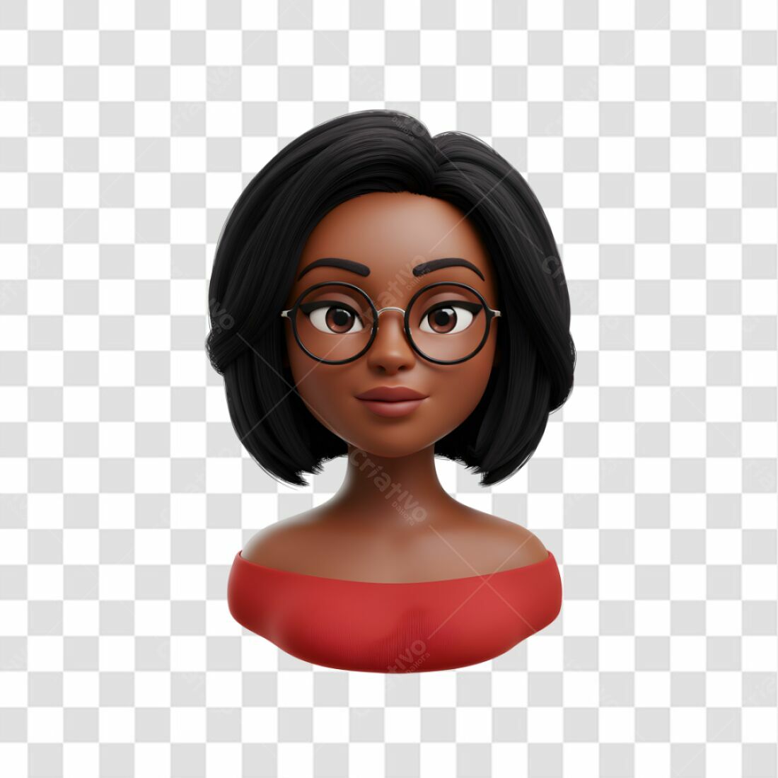 Avatar PNG com fundo transparente Mulher Negra com óculos