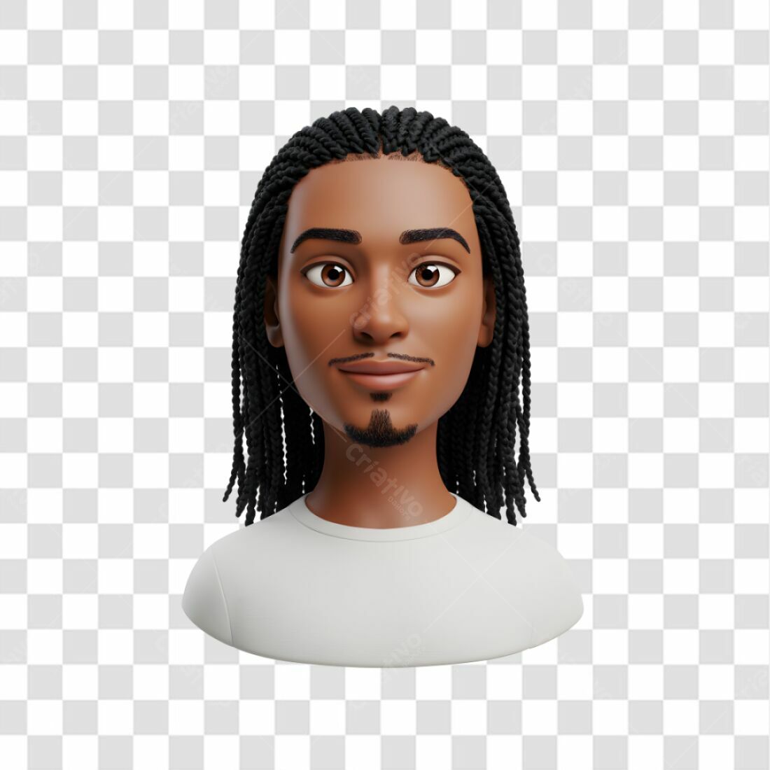 Avatar PNG com fundo transparente Homem Negro Tranças