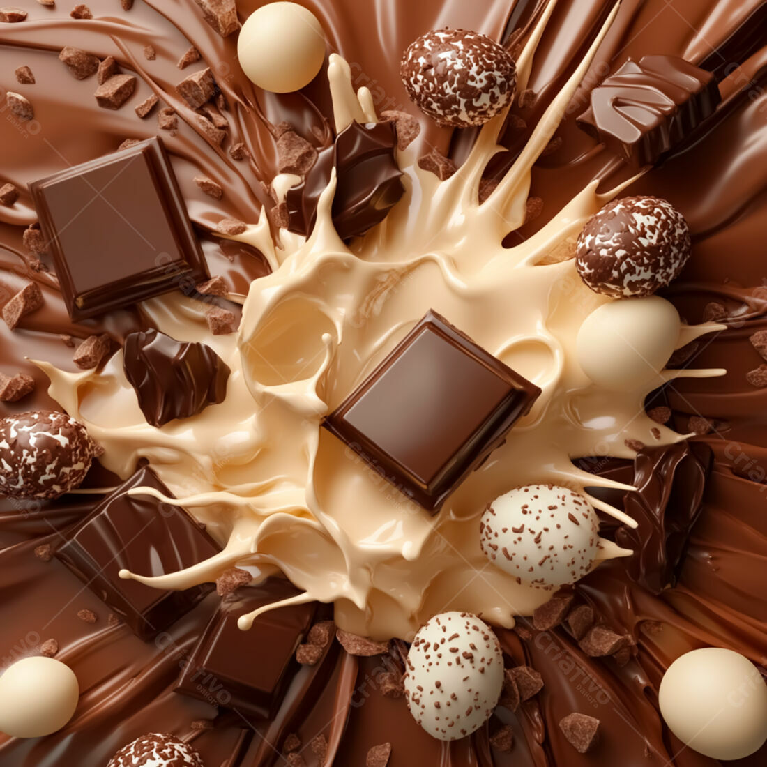 Melted Chocolate with Bars and Chocolates