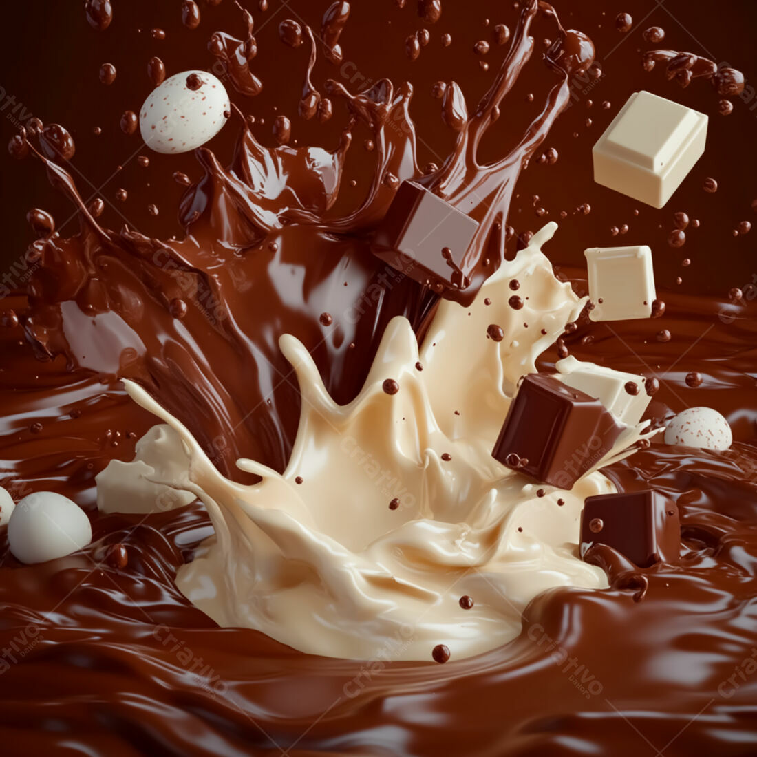 Milk and dark chocolate explosion splash
