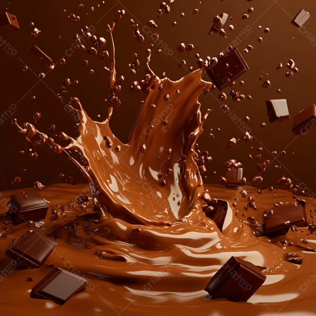 Chocolate derretendo em explosão marrom