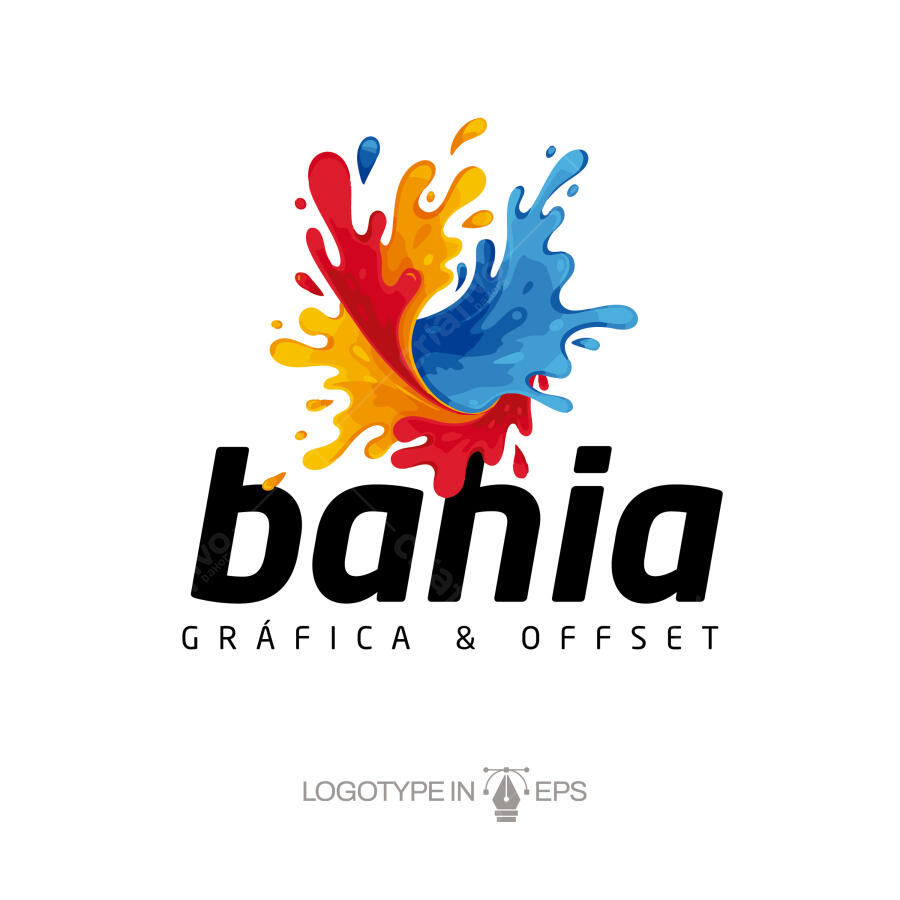 Logotipo Vetorial Bahia Gráfica Offset Splash Tinta Colorido