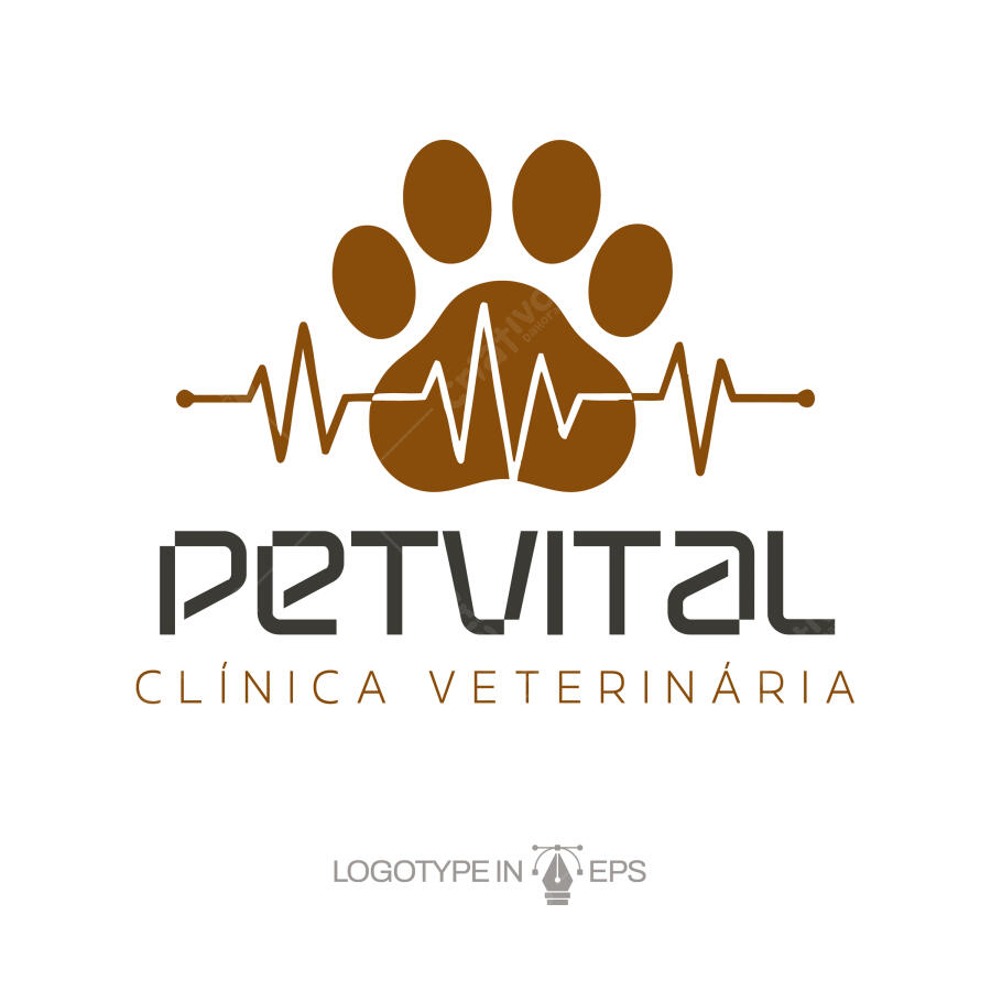 Pet Shop Paw Heartbeat Vector Logo