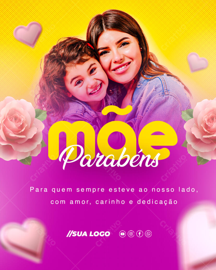 Editable PSD Mother's Day Instagram Post Roses Hearts