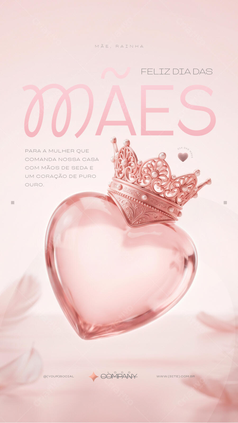 Story Instagram Dia das Mães Coroa Rosa PSD Editável