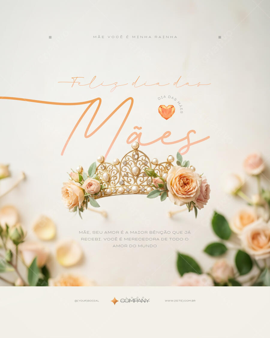 Editable PSD Mother's Day Instagram Post Crown Roses