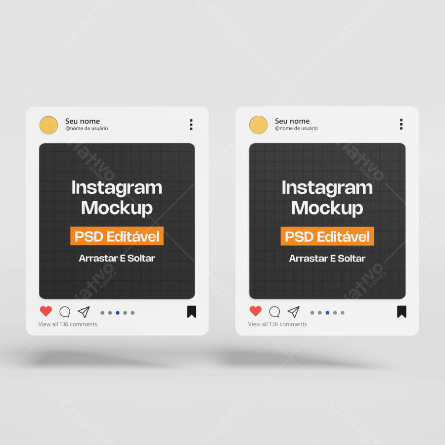 Minimalist Double Instagram Post Mockup White Background Editable