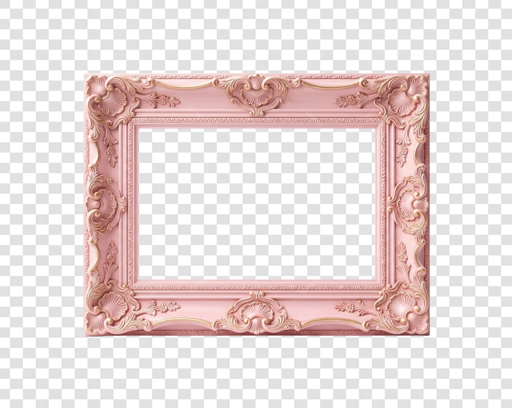 Vintage Pink Rococo Frame Decorative Element PNG Transparent Background