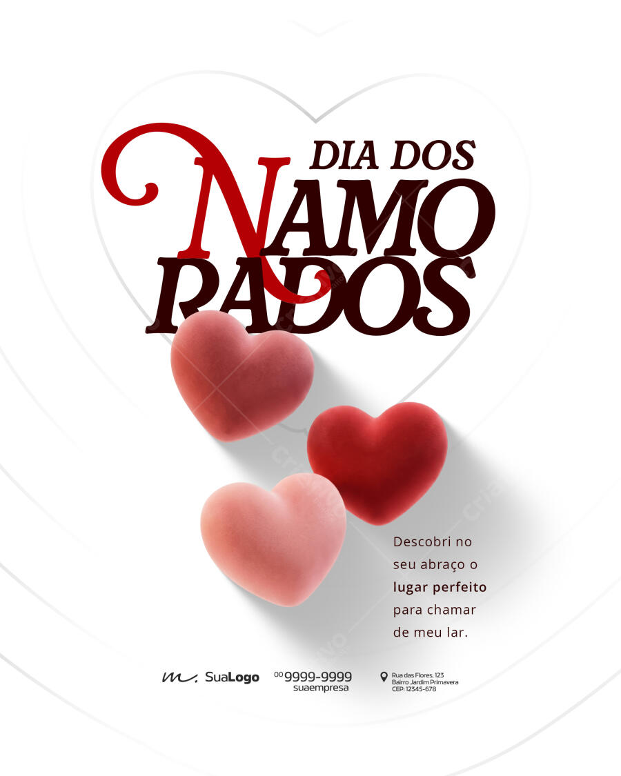 Post Instagram Dia dos Namorados Corações PSD Editável