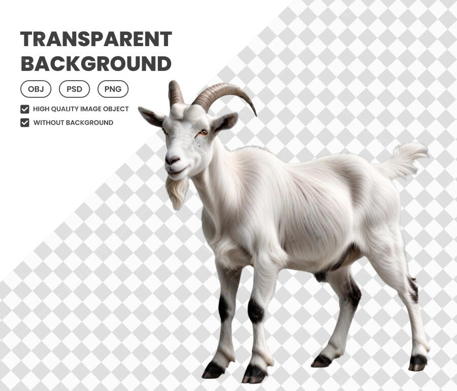 Foto Recortada Cabra Branca Realista PNG Fundo Transparente