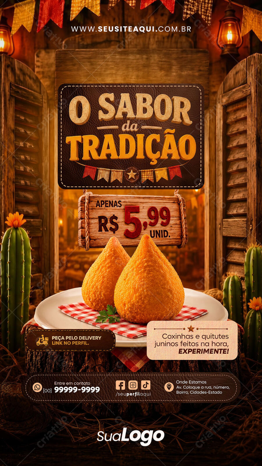 Editable PSD Instagram Story Festa Junina Arraial Food