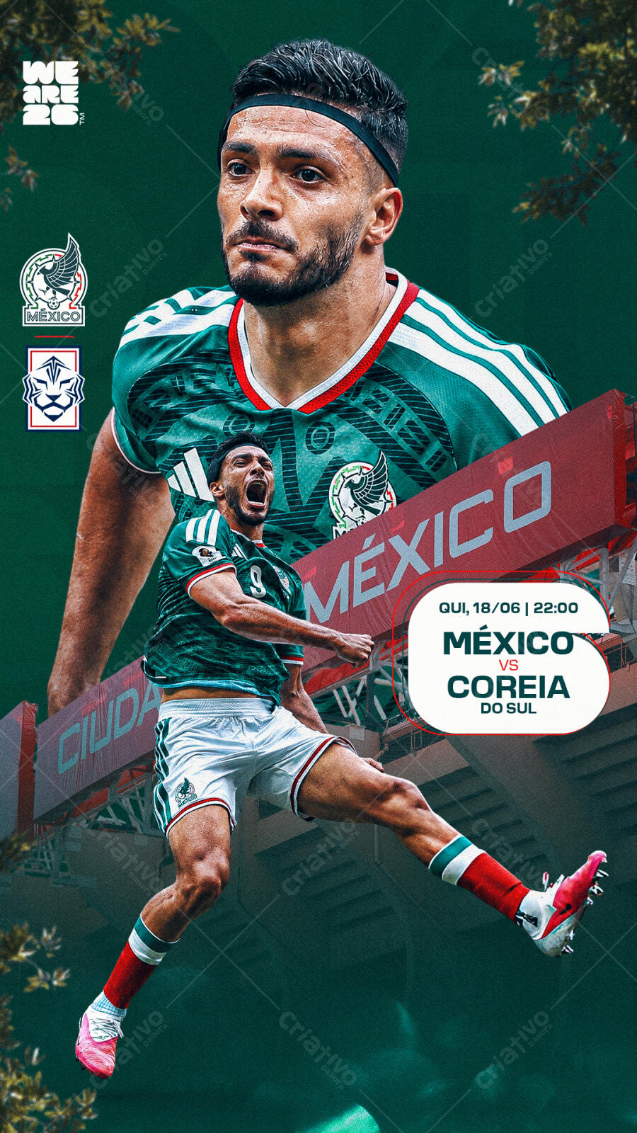Editable PSD Football Mexico vs South Korea Instagram Post