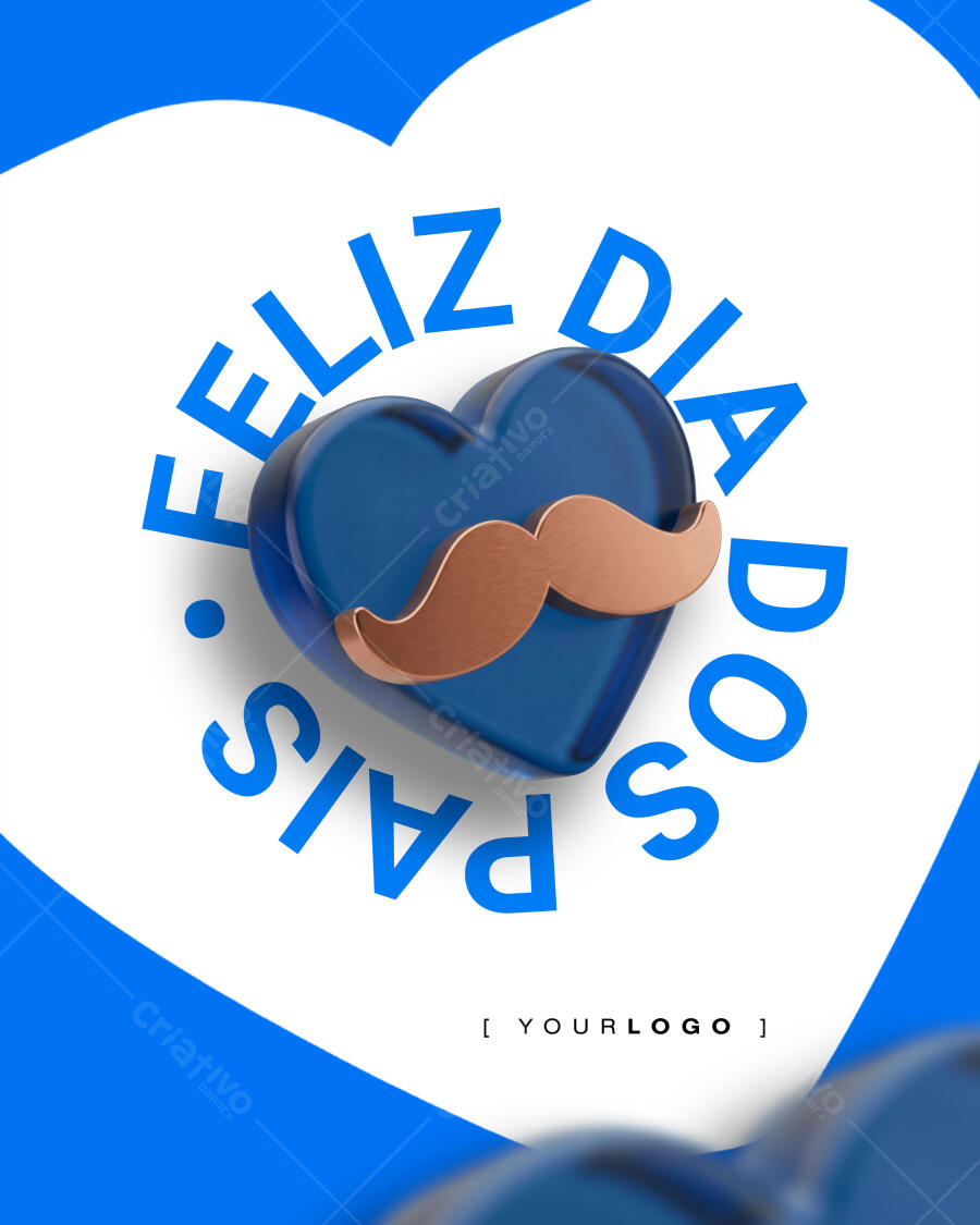 Post Instagram Dia dos Pais Coração Bigode PSD Editável