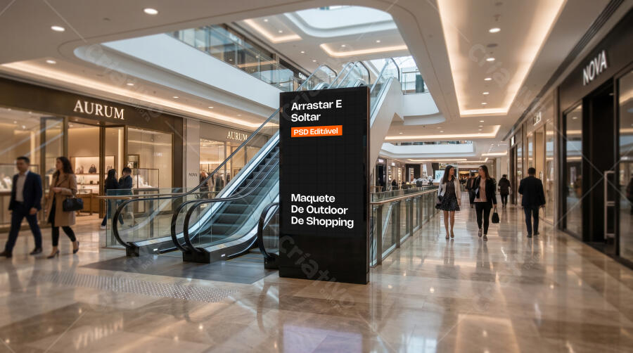 Realistic Indoor Shopping Mall Billboard Mockup Editable PSD