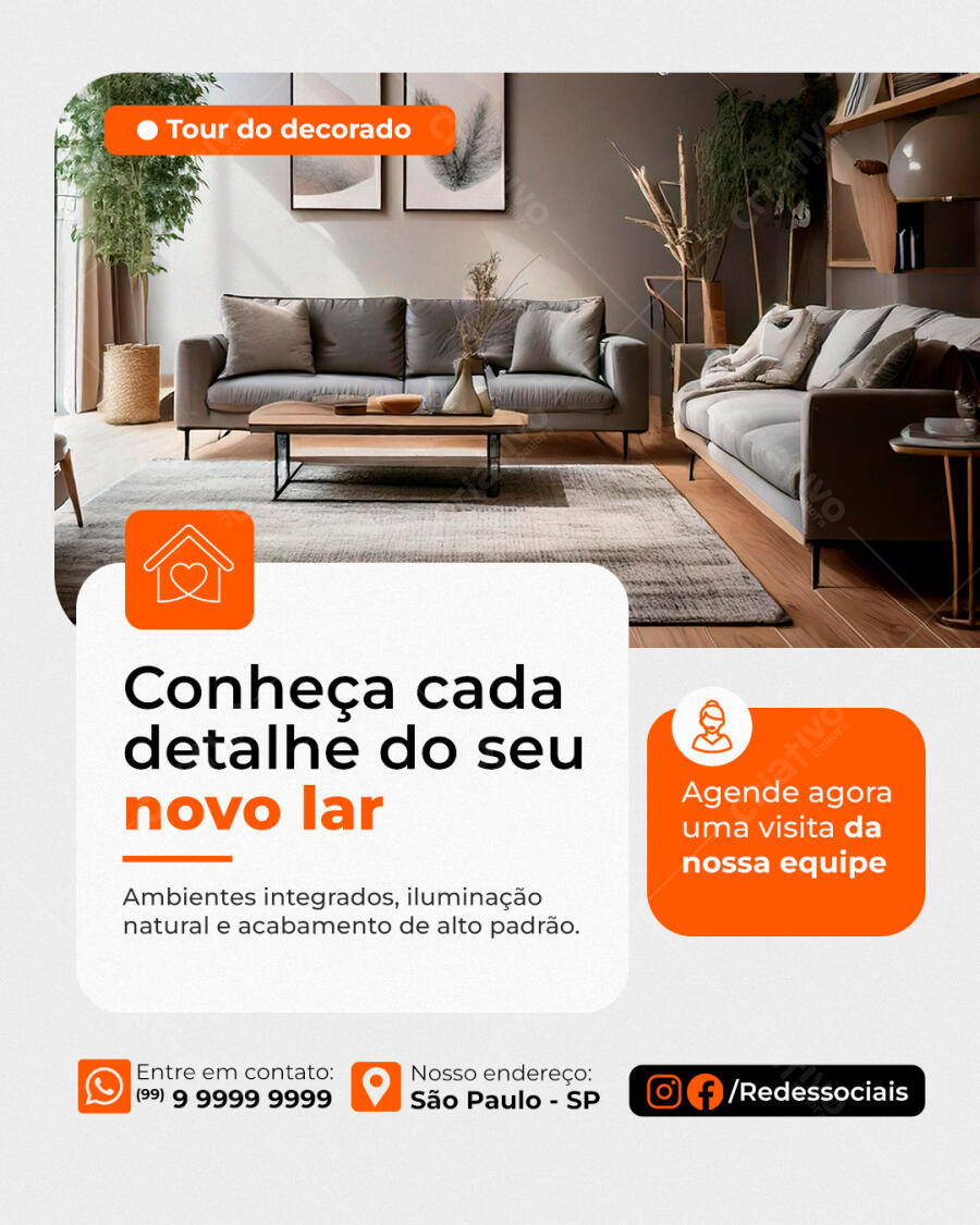 Editable PSD Real Estate Instagram Post Decorated Tour