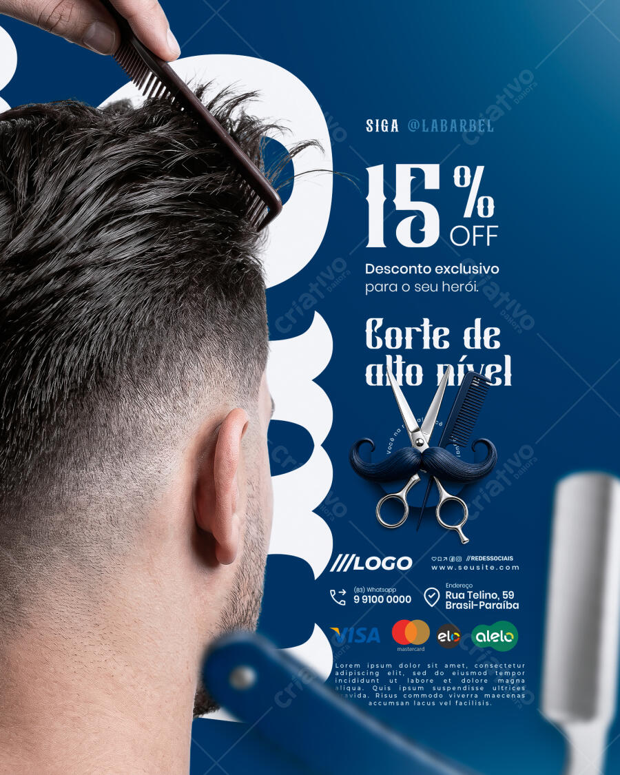 Editable PSD Barber Shop Instagram Post Men's Haircut