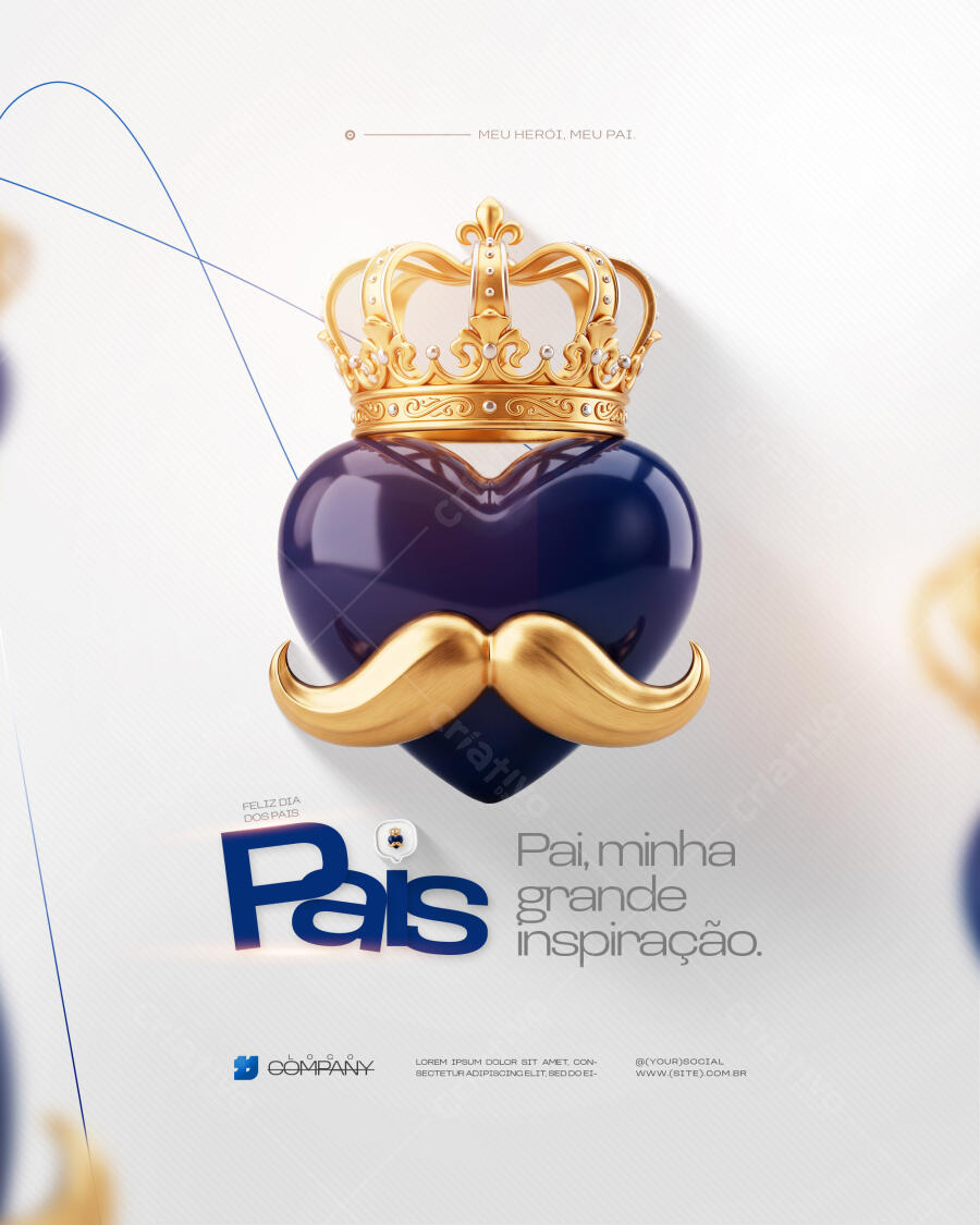 Post Instagram Dia dos Pais Coração Coroa PSD Editável