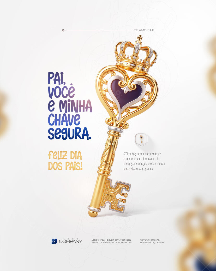 Editable PSD Father's Day Instagram Post Key Crown