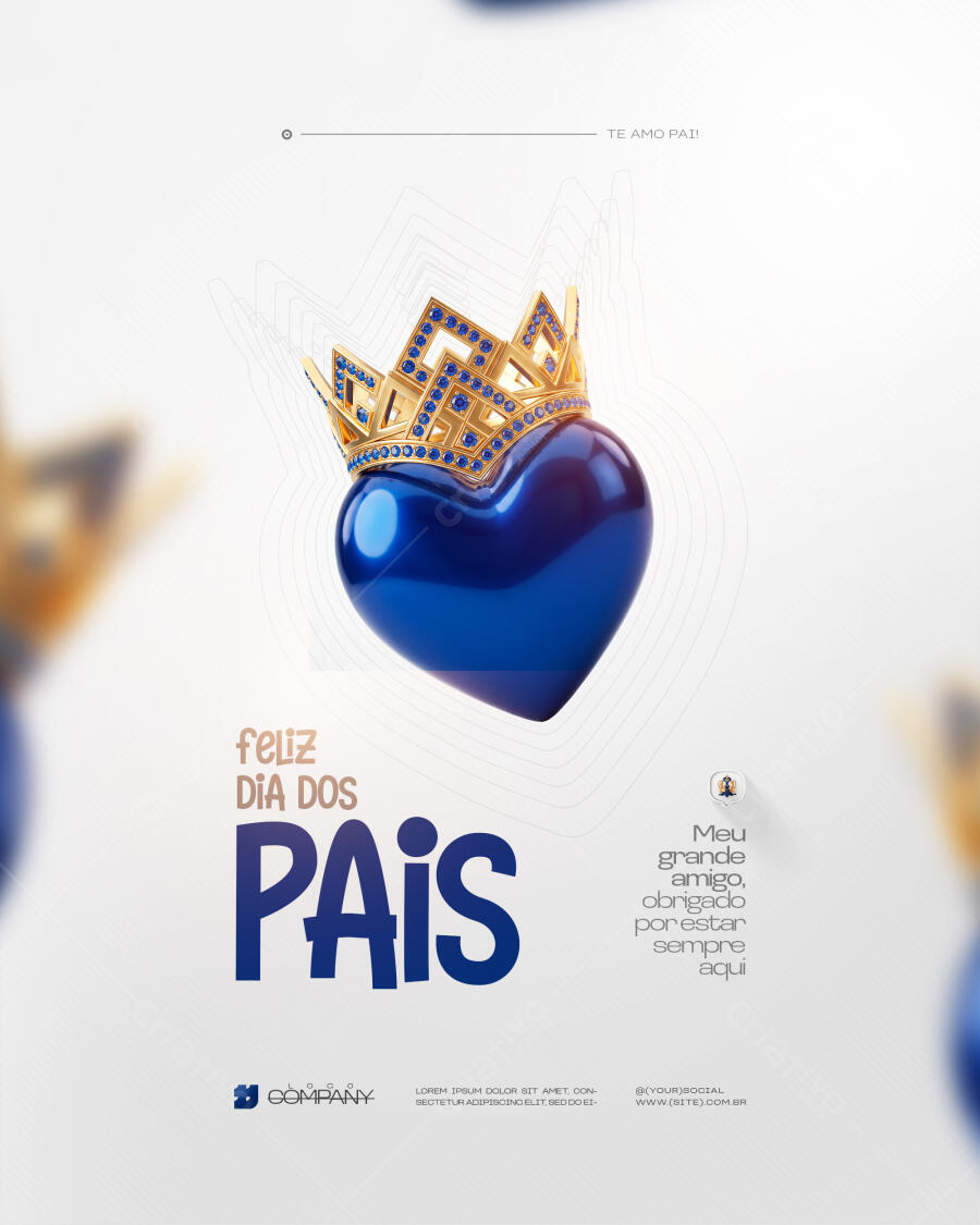 Editable PSD Father's Day Instagram Post Crown Heart