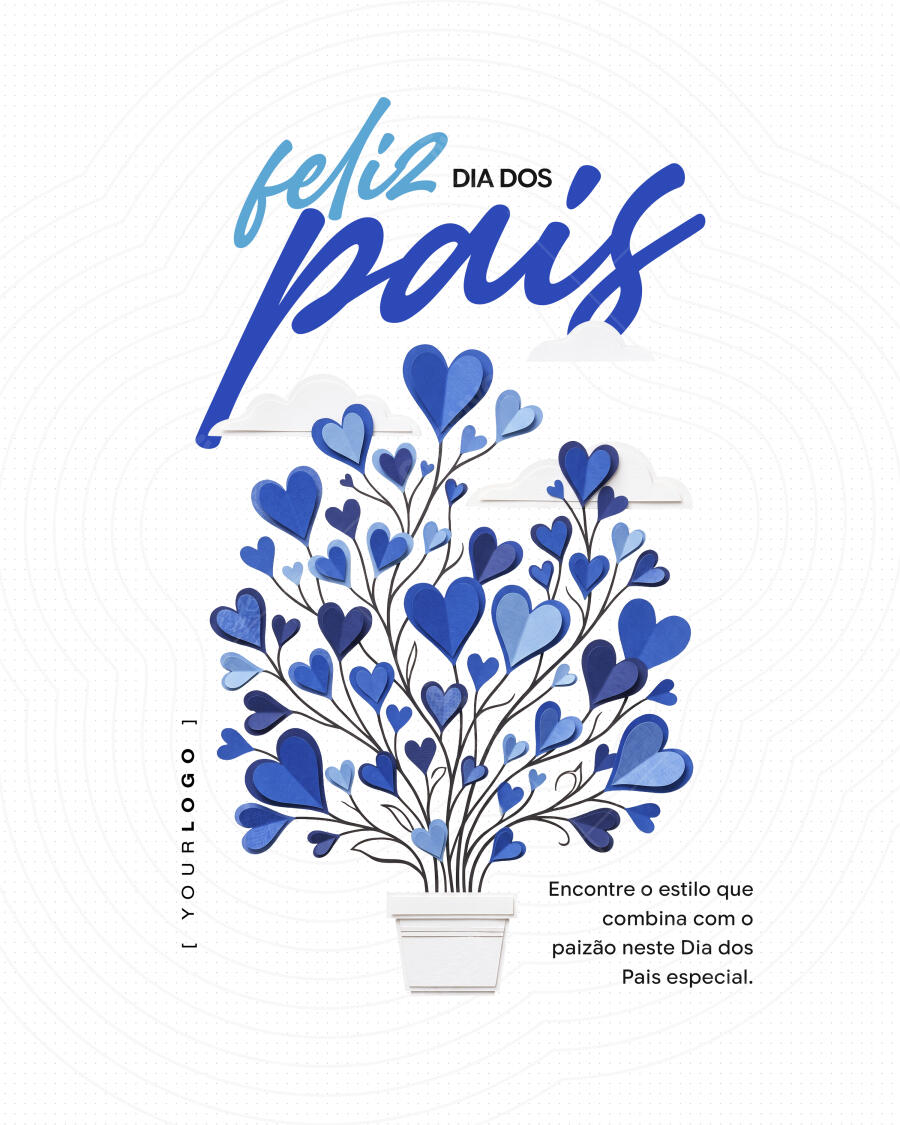 Post Instagram Dia dos Pais Corações Azuis PSD Editável