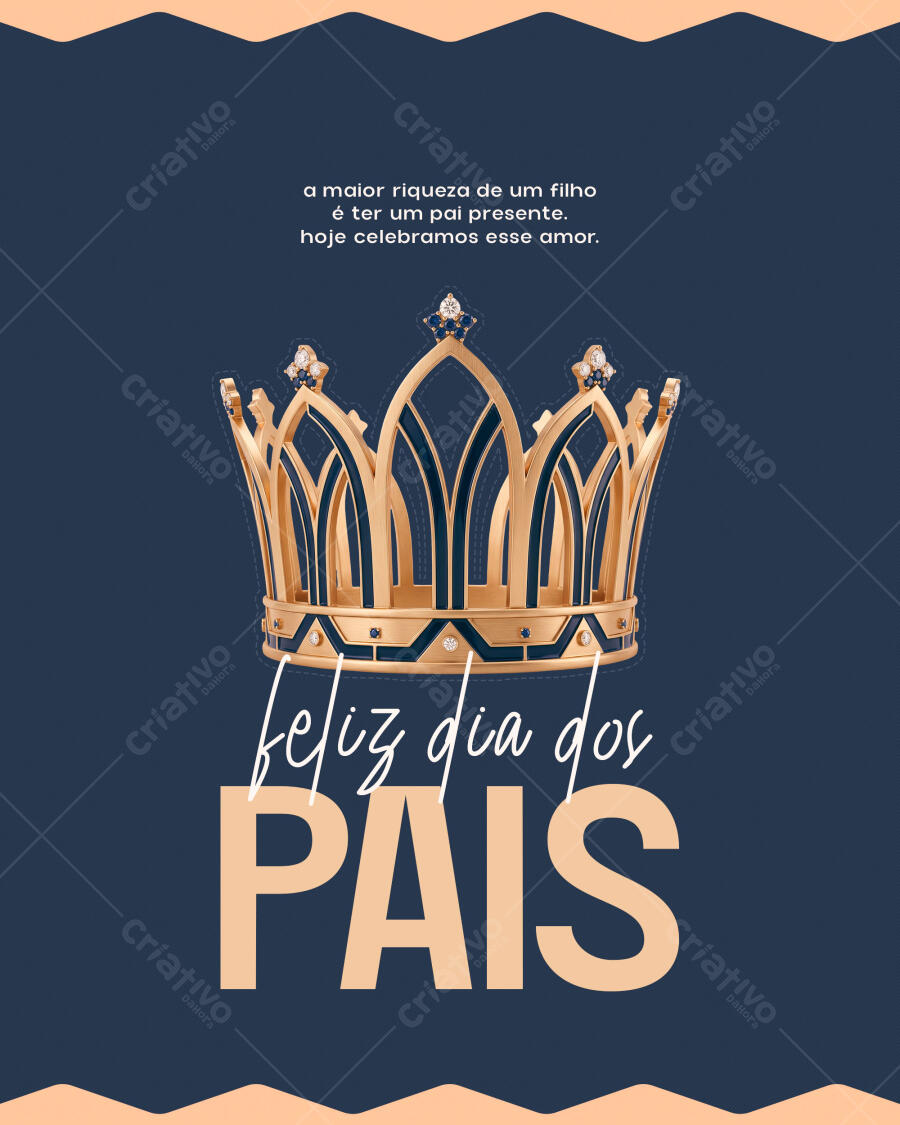Post Instagram Dia dos Pais Coroa Dourada PSD Editável