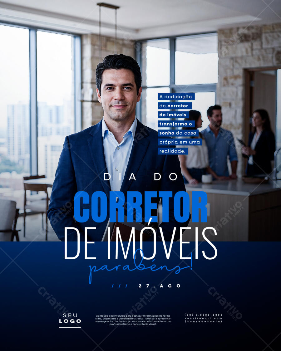 Editable PSD Real Estate Broker Day Instagram Post August 27