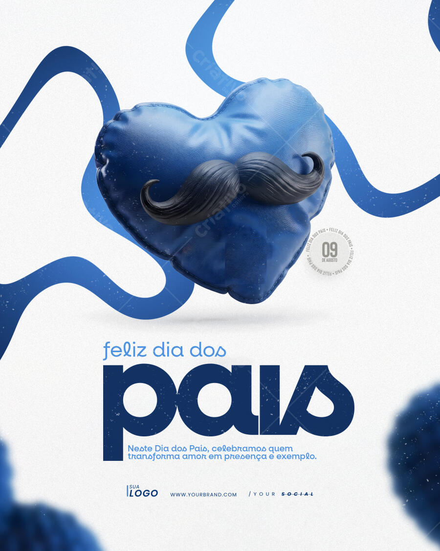 Editable PSD Father's Day Instagram Post Heart Mustache